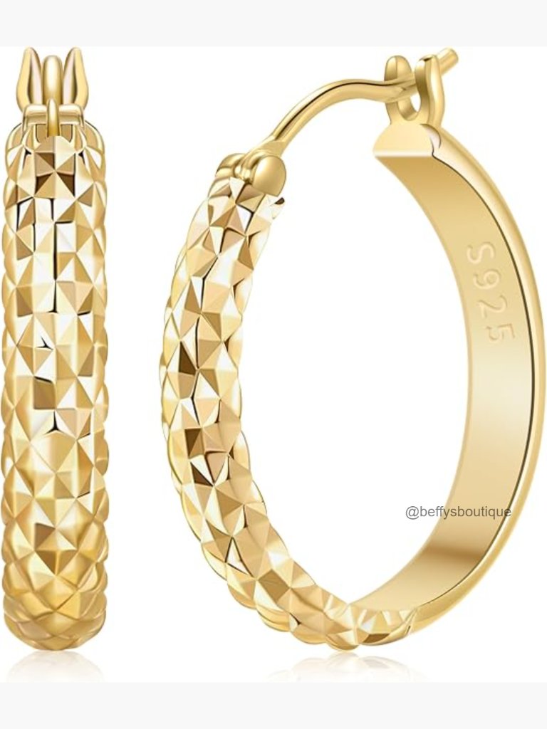 14k Gold Hoop Earrings 25mm, Dainty Gold Vermeil Earrings, Hypoallergenic